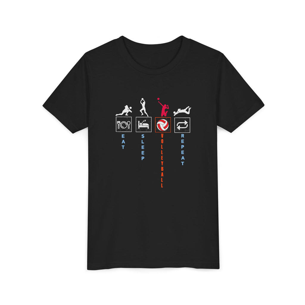 Youth Sports Tee - Eat Sleep Volleyball Repeat, Perfect for Young Athletes, Sporty Gift for Birthdays, Team Events, Sports Practice, [...]